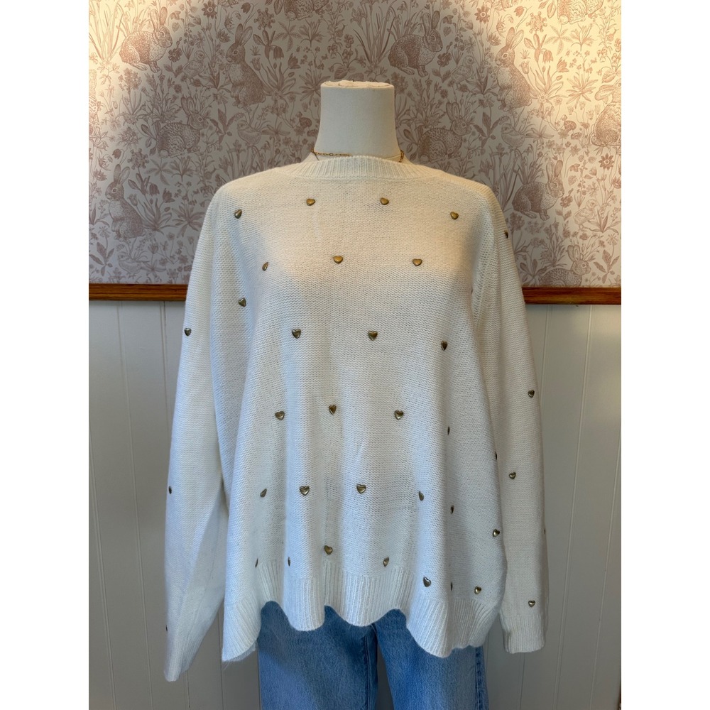 Lucky Brand Oversized Heart Stud Sweater – Size 3X - Picture 2 of 9